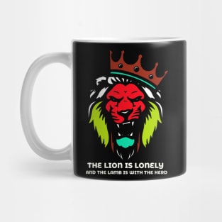 t-shirt the lion is lonely and the lamb is with herd Mug